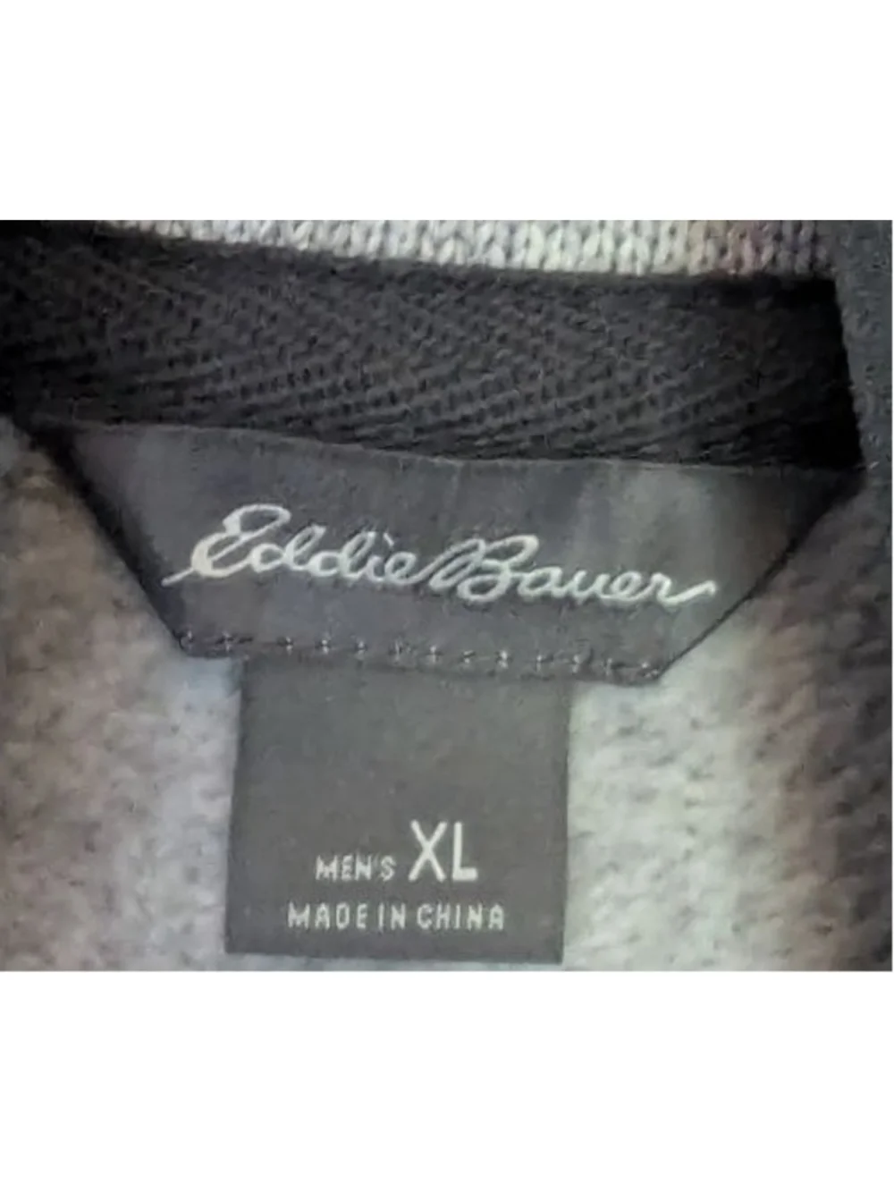 Men's Eddie Bauer Gray Fleece Mock Neck Snap Pullover XL
